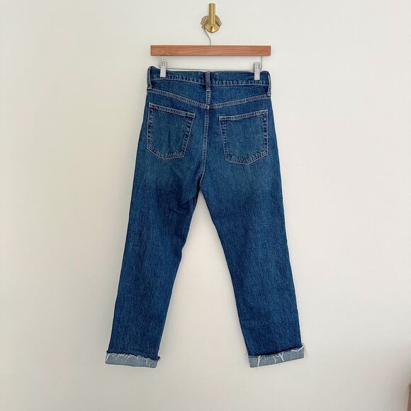 Gap Denim High Rise Cheeky Distressed Button Fly Cuffed Straight Jeans Blue 8 - Picture 2 of 9